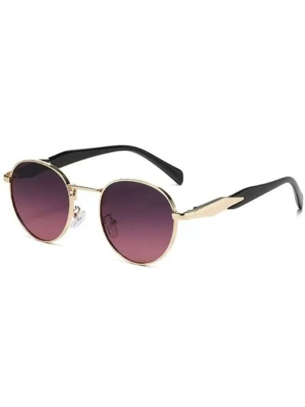 Oval Gold Metal Frame Sunglasses Pink Purple Gradient Lenses Retro Vintage Style